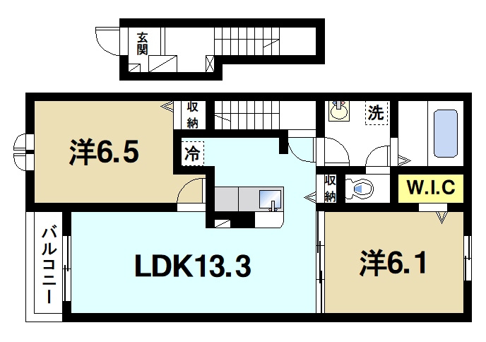 プロムナード　メゾン　Ｋの間取り|2LDKの間取りです
