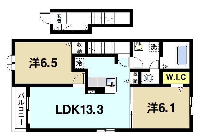 プロムナード　メゾン　Ｋの間取り|２LDKの間取りです