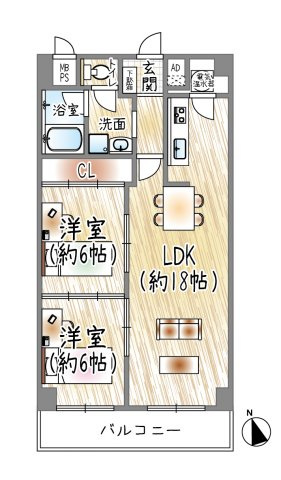 日興宝塚南口スカイマンションの間取り|2LDK