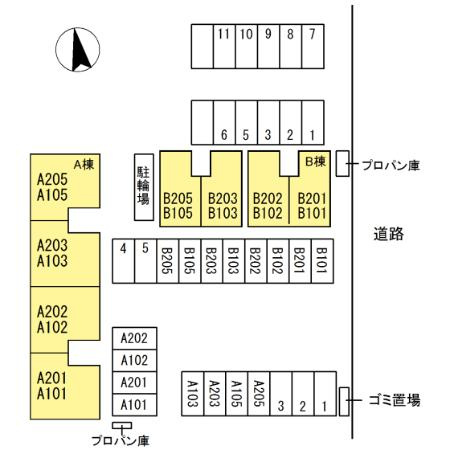 セジュールM　A棟の区画図