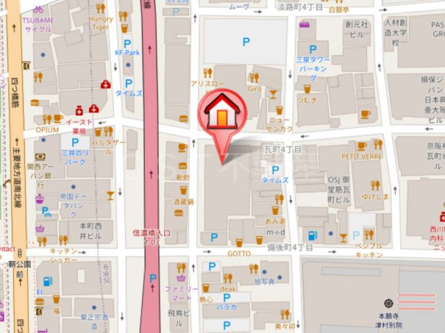 ローレルタワー御堂筋本町の地図