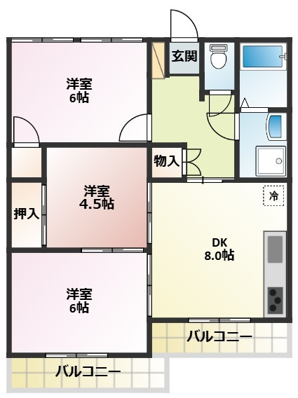 木瀬川リバーサイドマンションの間取り