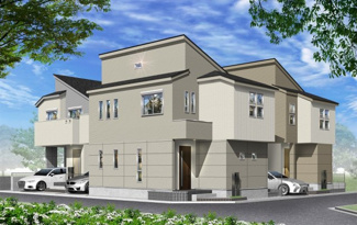 【外観】 | 緑区下九沢  1号棟 | 全3棟イメージパース（建物完成時に異なる場合がありその際は現況優先となります）