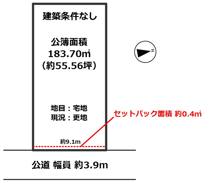 敦賀市松葉町55坪売地の土地図