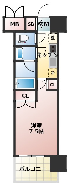 パークフラッツ江坂　仲介手数料無料の間取り