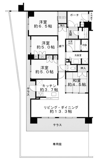 【間取り】 | ル・パルトネール京都御屋敷町 | 専有面積85.55㎡