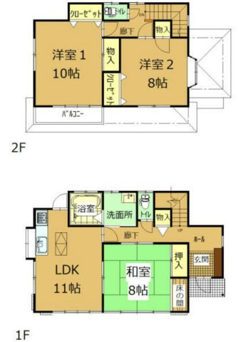 足利市五十部町の中古一戸建の間取り