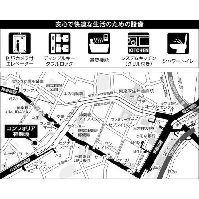 コンフォリア神楽坂の地図