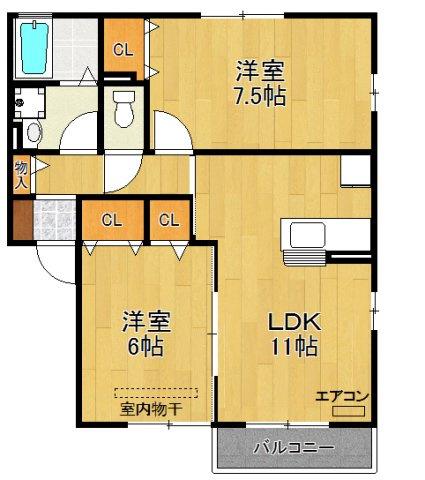 エクセルの間取り|※間取りは角部屋のもの