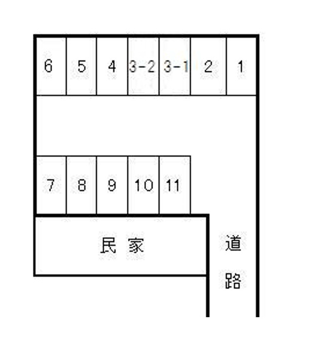 城内富田第二駐車場の区画図