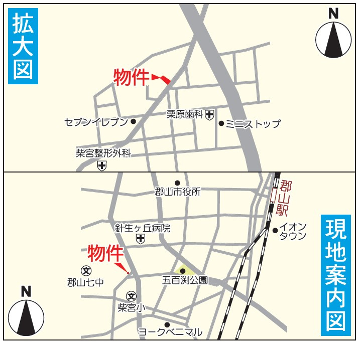 郡山市大槻町第31　Cradle garden　全4棟の地図