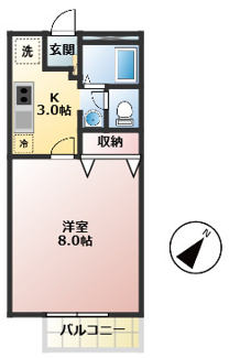 【間取り】 | サンシティガーデン | 1K