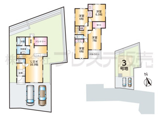 【間取り】 | 奈良市北登美ヶ丘６丁目の新築一戸建 全９区画 | ３号地間取図