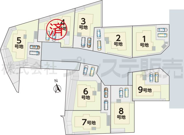 奈良市北登美ヶ丘６丁目の新築一戸建 全９区画の区画図|全体区画図