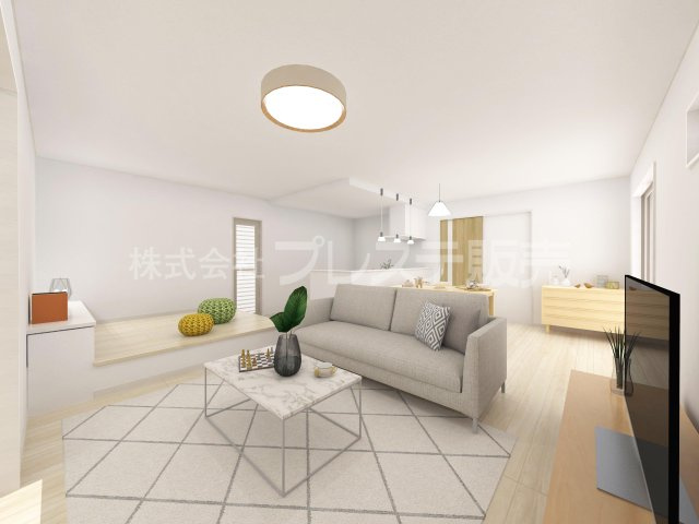 奈良市北登美ヶ丘６丁目の新築一戸建 全９区画の居間・リビング|５号地リビング完成イメージ／南向きですので、陽あたり良好です♪