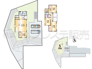 【間取り】 | 奈良市北登美ヶ丘６丁目の新築一戸建 全９区画 | ５号地間取図