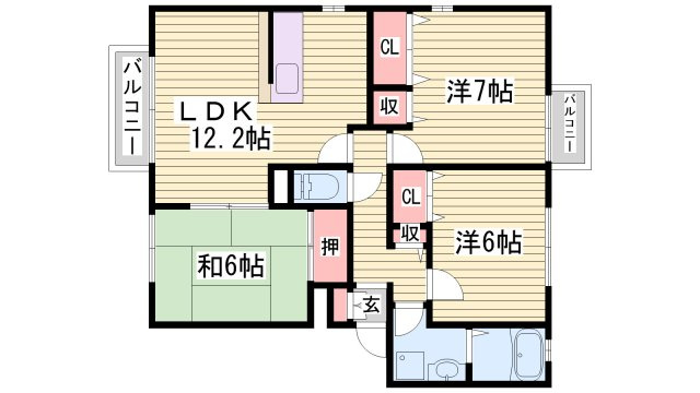 ラフィーネ田寺東Aの間取り
