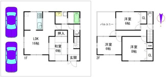 【その他】 | 建物参考プラン：間取り4LDK、木造2階建、建物面積延100.44平米（1F55.08平米、2F45.36平米）