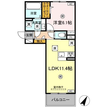 熊本市東区長嶺東４丁目のアパートの間取り