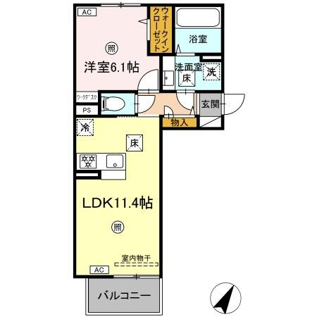 熊本市東区長嶺東４丁目のアパートの間取り