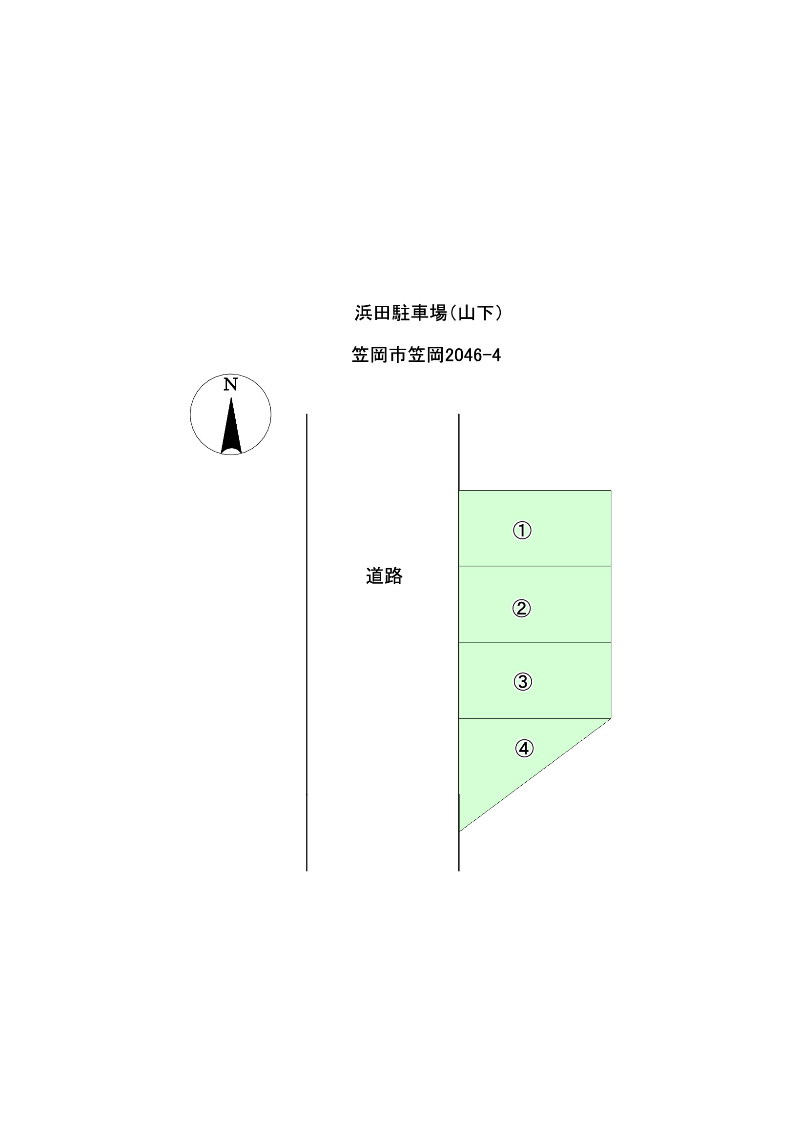 浜田（山下）駐車場の区画図