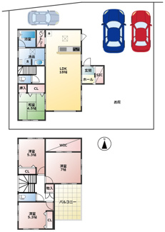 【間取り】 | 岐阜市長良新築建売全2棟！お車スペース3台可能！SIC・WICあります♪インナーバルコニー！ | 岐阜市長良新築建売全2棟！お車スペース3台可能！SIC・WICあります♪インナーバルコニー！