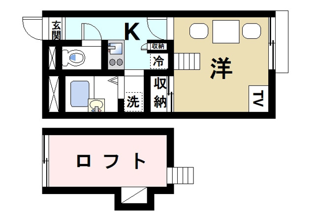 レオパレスエザーンスⅡの間取り|学生さんにも人気のロフト付きです。