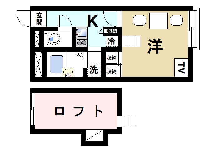 レオパレスエザーンスⅡの間取り|学生さんにも人気のロフト付きです。