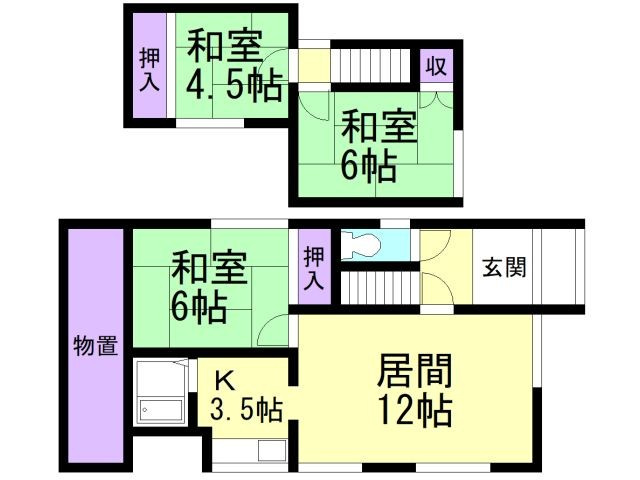 室蘭市高砂町1丁目5-16戸建の間取り
