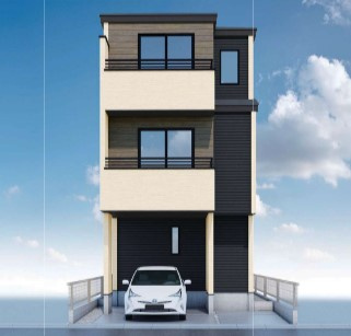 新築戸建　（川崎市幸区小向仲野町）の外観パース|2LDK+2S　敷地面積　72.84㎡（22.03坪）