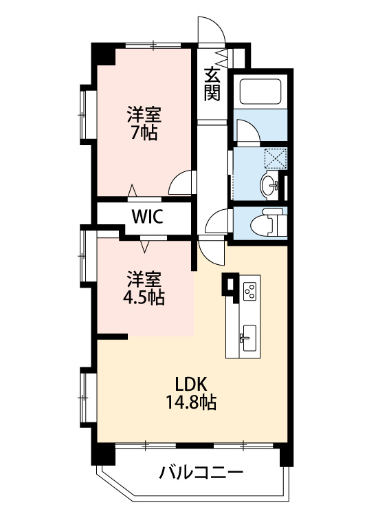サンコート21　　刈谷市の賃貸ならクラスホーム刈谷店の間取り|反転タイプの間取りです。

