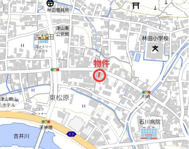 津山市川崎　売土地　58坪の地図