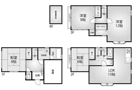 【間取り】 | 池田市石橋２丁目　中古戸建