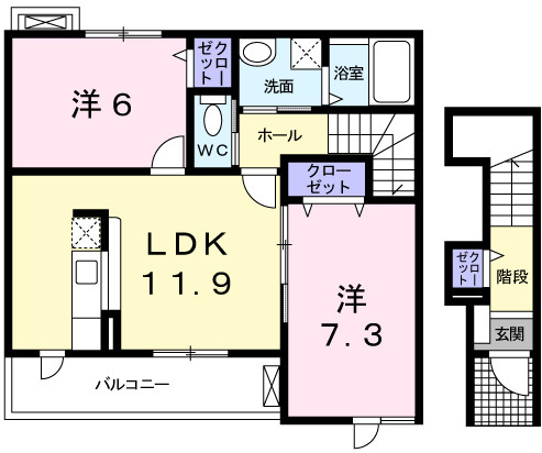 姫路市書写のアパートの間取り