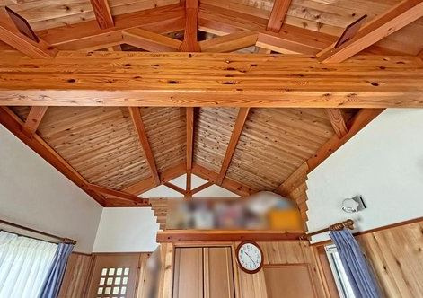 【中古】坂戸市にっさい花みず木中古住宅の居間・リビング|梁見せ天井です！