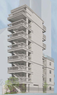 【外観パース】 | CONCOM釣鐘Front | CONCOM釣鐘Front　外観パース