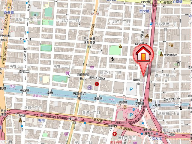 ブランズタワー南堀江の地図