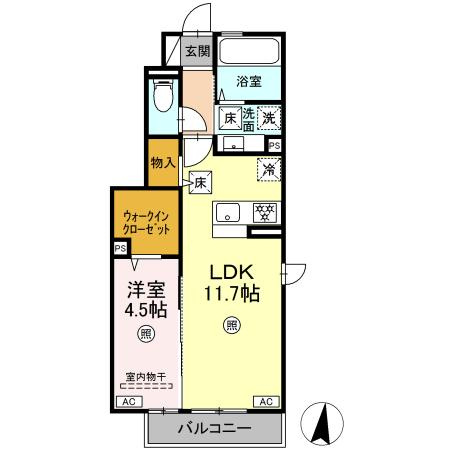 熊本市中央区横手３丁目のアパートの間取り
