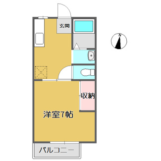 【間取り】 | モンマルトル　Ｂ | 1K