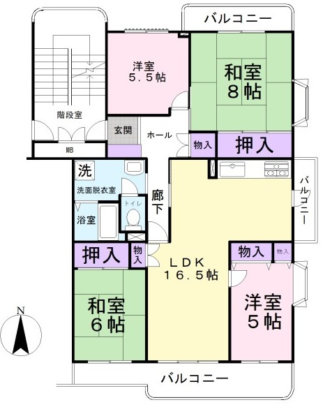 パークタウン五領第６団地 ５号棟（301号室）の間取り