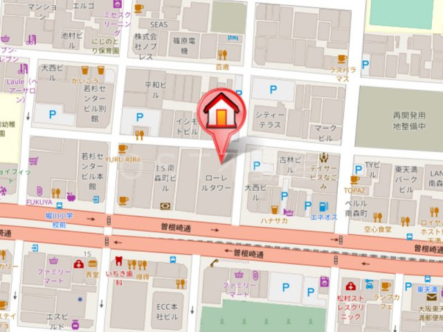 ローレルタワー南森町ル・サンクの地図