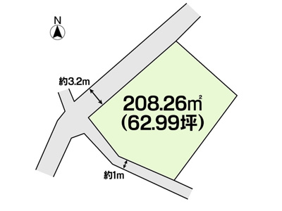 【区画図】 | 土地　玉島黒崎　全1区画　62.99坪 | 土地区画図になります。