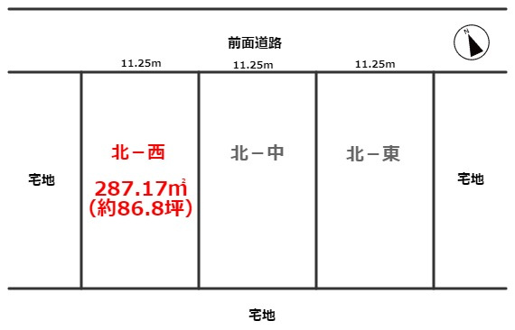 SUNタウン熊野本Ⅱ3-北西の区画図