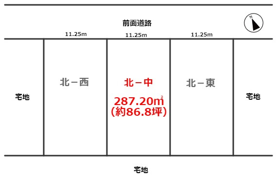 SUNタウン熊野本Ⅱ3-北中の区画図