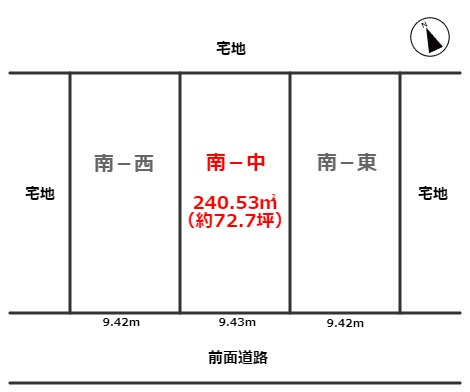 SUNタウン熊野本Ⅱ3-南中の区画図