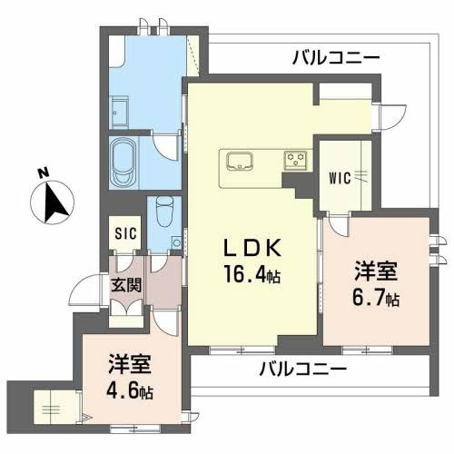 熊本市中央区帯山４丁目の賃貸マンションの間取り