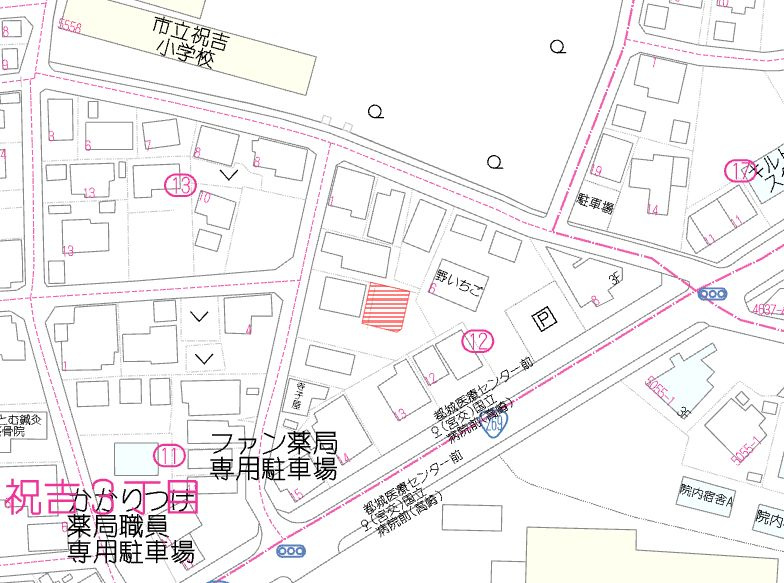 都城市祝吉３丁目の売地の土地図