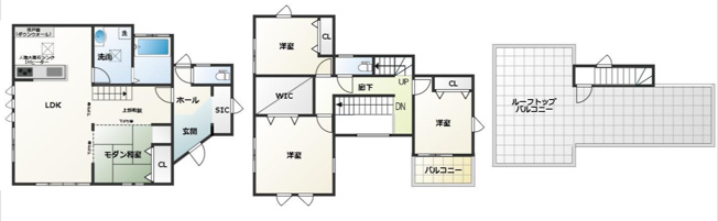 【間取り】 | 《屋上付き！白基調の内装》水戸市鯉淵町　中古一戸建て