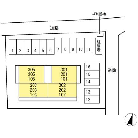 熊本市北区弓削６丁目のアパートの区画図