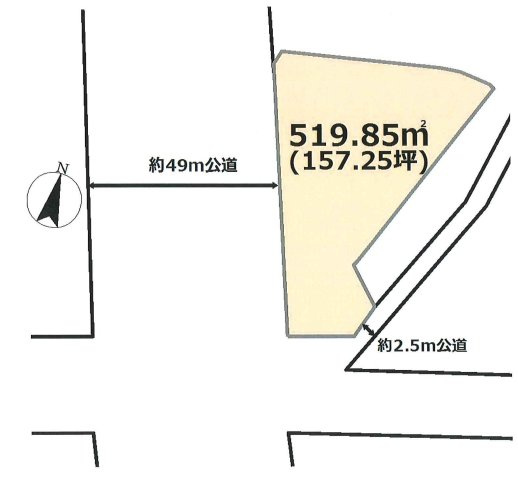 滑川町羽尾貸地157坪の区画図